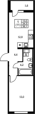Купить однокомнатную квартиру в ЖК Ермак в Ленинградской области. Вариант № 6610160, 0, площадь -  квм, цена 5026800 рублей