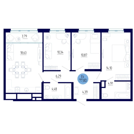 Купить трехкомнатную квартиру на улице проезд Бульвар Оптимистов в Рязанской области. Вариант № 102250, 0, площадь -  квм, цена 8789066 рублей
