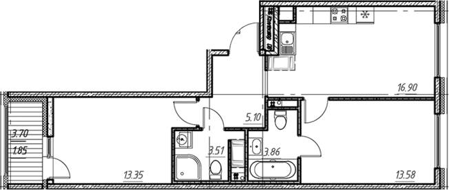 . Вариант № 9154298, 0, площадь - 56.3 квм, цена 10001219 рублей