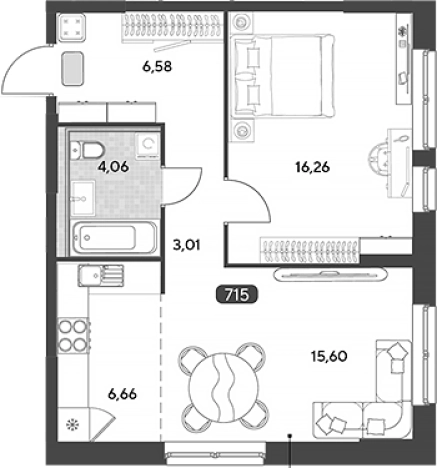 Купить двухкомнатную квартиру в Калужской области. Вариант № 121855, 0, площадь -  квм, цена 6319248 рублей