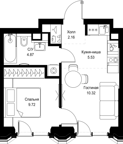 Купить однокомнатную квартиру в новостройках у метро Давыдково в Москве. Вариант № 10349678, 0, площадь -  квм, цена 27410080 рублей