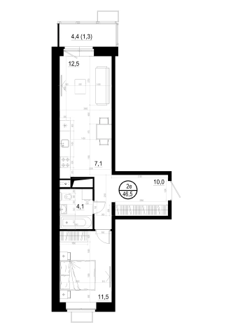 Купить двухкомнатную квартиру в Одинцове. Вариант № 127956, 0, площадь -  квм, цена 11540000 рублей