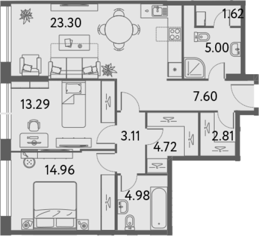 Купить двухкомнатную квартиру на вторичке в ЖК ILOVE в Москве. Вариант № 77148, 0, площадь -  квм, цена 33376460 рублей