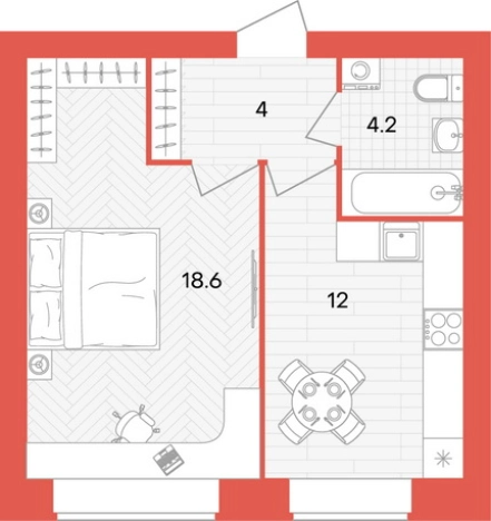 Купить однокомнатную квартиру в ЖК Жилой комплекс "Кантри" в Пензенской области. Вариант № 2626066, 0, площадь -  квм, цена 3841200 рублей