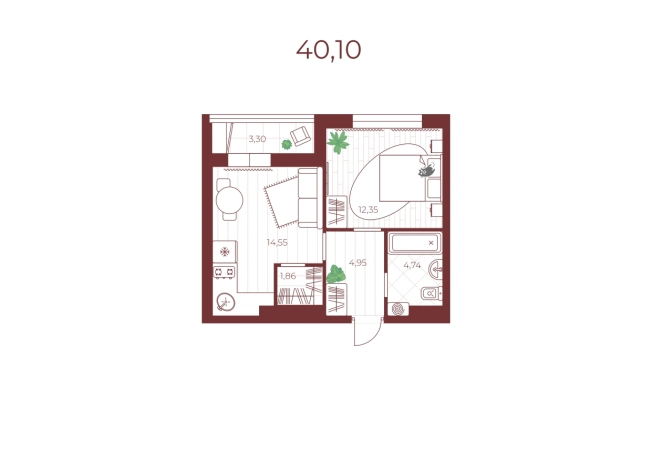 Купить однокомнатную квартиру в ЖК Притяжение в Тульской области. Вариант № 79053, 0, площадь -  квм, цена 3739000 рублей
