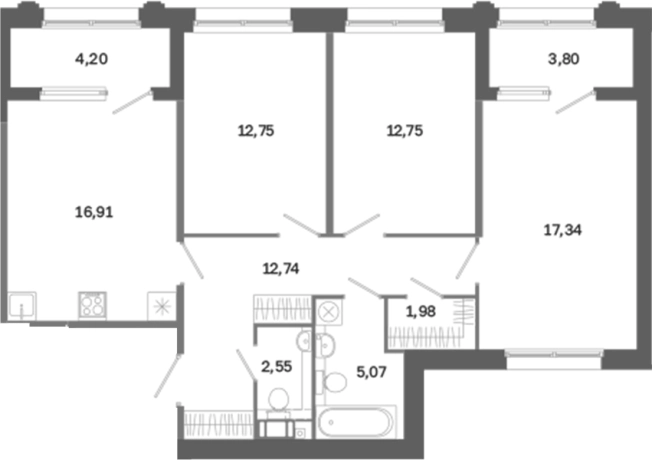 Купить многокомнатную квартиру в новостройках на улице Курская в Санкт-Петербурге. Вариант № 6260797, 0, площадь -  квм, цена 31952700 рублей