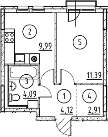 Купить однокомнатную квартиру у метро Пролетарская в Ленинградской области. Вариант № 6897866, 0, площадь -  квм, цена 5807035 рублей