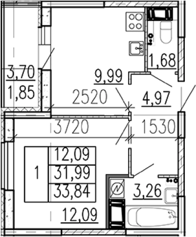 Купить однокомнатную квартиру на улице Школьная в Ленинградской области. Вариант № 9095813, 0, площадь -  квм, цена 4850280 рублей