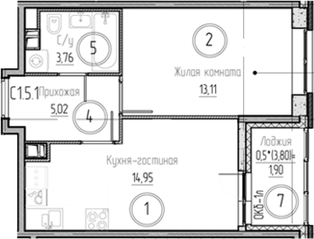 . Вариант № 8931145, 0, площадь - 36.84 квм, цена 6262466 рублей