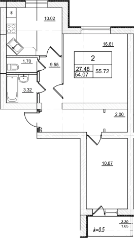 Купить двухкомнатную квартиру в Коммунаре. Вариант № 8064409, 0, площадь -  квм, цена 6352080 рублей