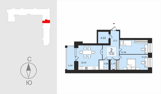 Купить двухкомнатную квартиру в ЖК Загородный парк в Владимире. Вариант № 106583, 1, площадь -  квм, цена 10023750 рублей