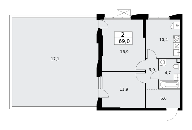 Купить двухкомнатную квартиру в ЖК Бунинские кварталы в Москве. Вариант № 834005, 0, площадь -  квм, цена 20873880 рублей