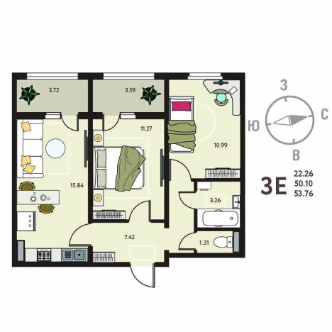 Купить двухкомнатную квартиру на улице Гвардейский переулок в Воронеже. Вариант № 7806201, 0, площадь -  квм, цена 5967360 рублей