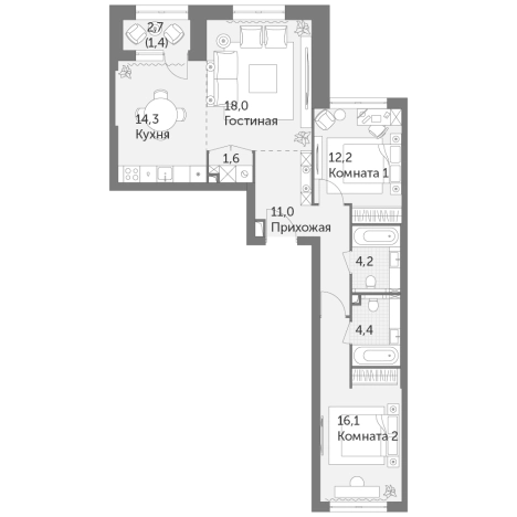 Купить трехкомнатную квартиру в районе Ростокино в Москве. Вариант № 124611, 0, площадь -  квм, цена 48480640 рублей