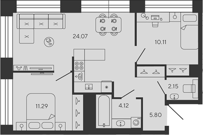 Купить трехкомнатную квартиру в ЖК BASHNI ELEMENT в Санкт-Петербурге. Вариант № 8340536, 0, площадь -  квм, цена 25188135 рублей