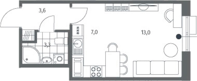 . Вариант № 7262513, 0, площадь - 26.9 квм, цена 11027000 рублей