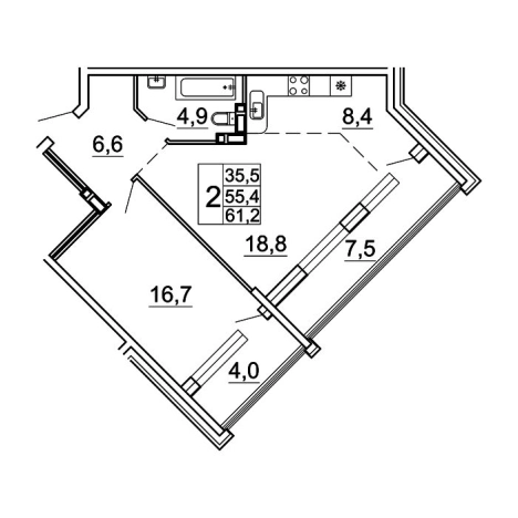 Купить двухкомнатную квартиру в новостройках в районе Советский в Владивостоке. Вариант № 9416684, 0, площадь -  квм, цена 11280269 рублей