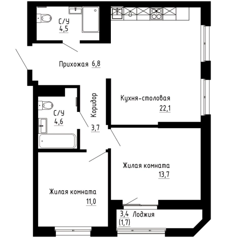 Купить двухкомнатную квартиру на вторичке на улице Ново-Киевская в Приморском крае. Вариант № 9769231, 0, площадь -  квм, цена 15118200 рублей