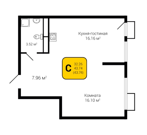 Купить Студию в ЖК Z-town в Воронеже. Вариант № 133158, 0, площадь -  квм, цена 7441575 рублей