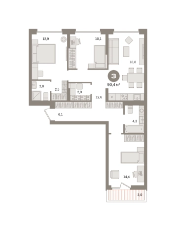 Купить трехкомнатную квартиру у метро Домодедовская в Видном. Вариант № 8538628, 0, площадь -  квм, цена 15740000 рублей