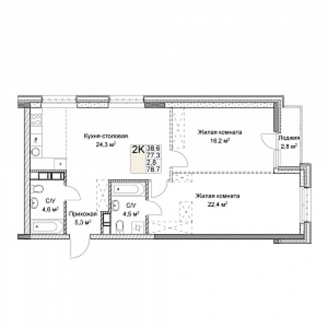 . Вариант № 139490, 0, площадь - 78 квм, цена 26044191 рублей