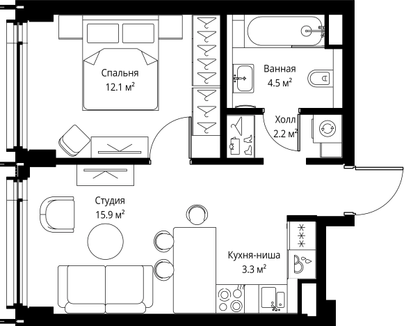Купить однокомнатную квартиру в новостройках в районе Савёловский в Москве. Вариант № 141428, 0, площадь -  квм, цена 27398000 рублей