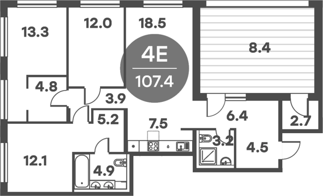 Купить четырехкомнатную квартиру в Московской области. Вариант № 157322, 0, площадь -  квм, цена 18781038 рублей