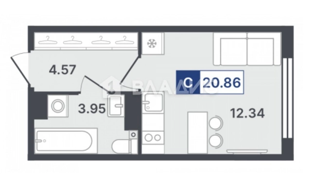 Купить Студию в новостройках в Тобольске. Вариант № 132083, 0, площадь -  квм, цена 3400000 рублей