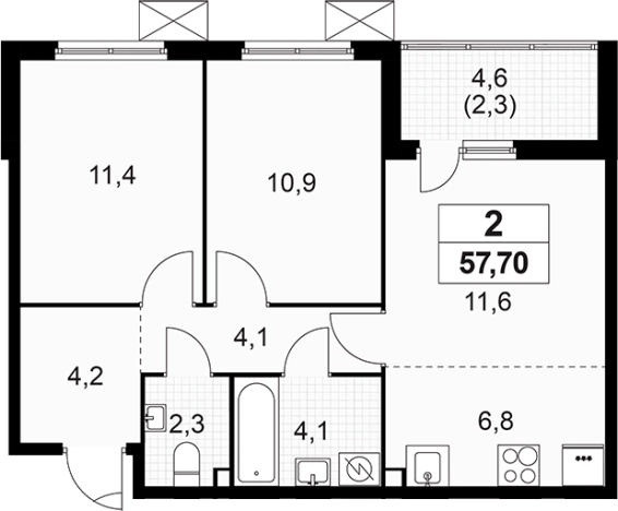 Купить квартиру в ЖК А101 Лаголово в Ленинградской области. Вариант № 8924532, 0, площадь -  квм, цена 9522808 рублей