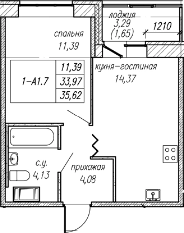 Купить однокомнатную квартиру в Ленинградской области. Вариант № 8063649, 0, площадь - квм, цена 6330944 рублей