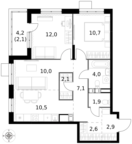 Купить трехкомнатную квартиру у метро Саларьево в Москве. Вариант № 9654609, 0, площадь -  квм, цена 25028820 рублей
