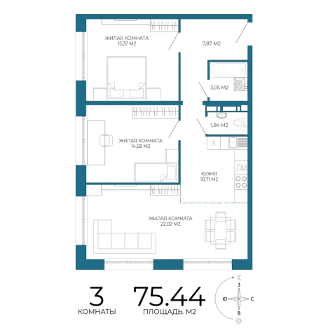 Купить трехкомнатную квартиру в Заречном. Вариант № 3439884, 0, площадь - квм, цена 6751880 рублей