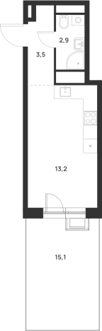 . Вариант № 10014507, 0, площадь - 26.3 квм, цена 12217015 рублей