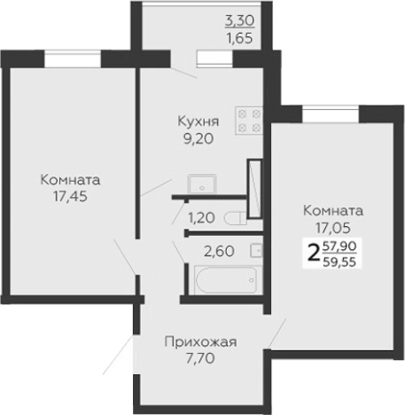 Купить двухкомнатную квартиру в Всеволожске. Вариант № 6853733, 0, площадь -  квм, цена 7768298 рублей