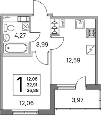 Купить однокомнатную квартиру в ЖК ЮгТаун. Олимпийские кварталы в Санкт-Петербурге. Вариант № 7832480, 0, площадь -  квм, цена 7312602 рублей