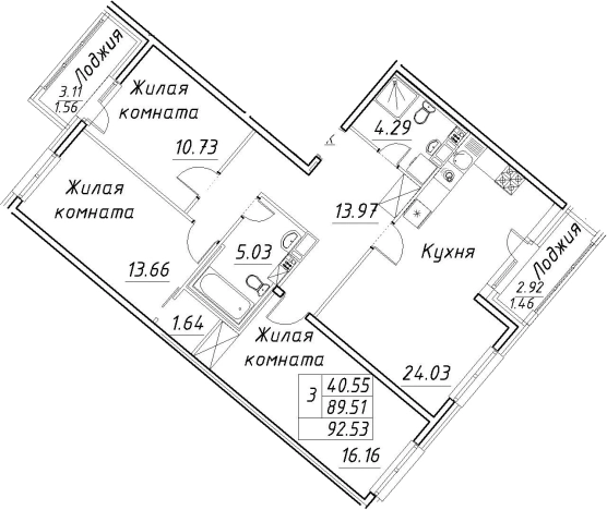 Купить многокомнатную квартиру в ЖК Modum в Санкт-Петербурге. Вариант № 4034363, 0, площадь -  квм, цена 29076831 рублей