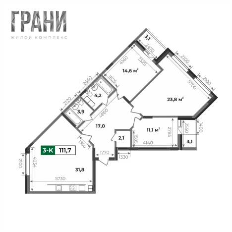 Купить квартиру в новостройках в ЖК "Грани" в Коврове. Вариант № 148548, 0, площадь -  квм, цена 10736000 рублей