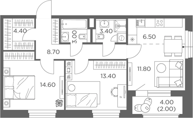 Купить трехкомнатную квартиру в ЖК Белый Град в Мытищах. Вариант № 206752, 0, площадь -  квм, цена 14015209 рублей