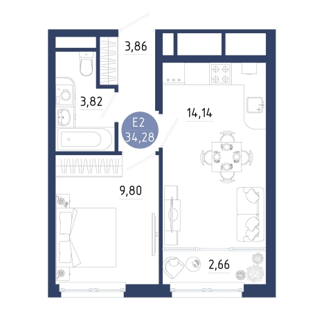Купить однокомнатную квартиру на улице проезд Бульвар Оптимистов в Рязанской области. Вариант № 102335, 0, площадь -  квм, цена 4249692 рублей