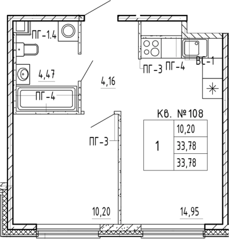 Купить однокомнатную квартиру у метро Звёздная в Санкт-Петербурге. Вариант № 5585731, 0, площадь -  квм, цена 7516050 рублей