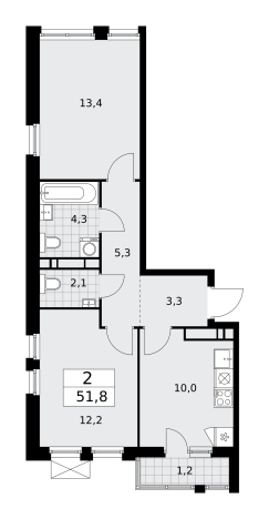Купить двухкомнатную квартиру в ЖК Бунинские кварталы в Москве. Вариант № 112690, 0, площадь -  квм, цена 22157450 рублей