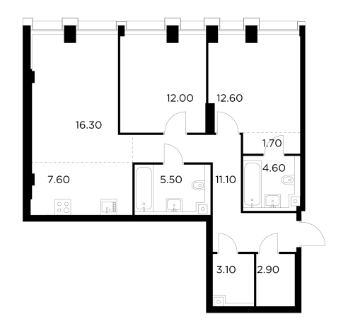 Купить трехкомнатную квартиру у метро Балтийская в Москве. Вариант № 9103028, 1, площадь -  квм, цена 34184900 рублей