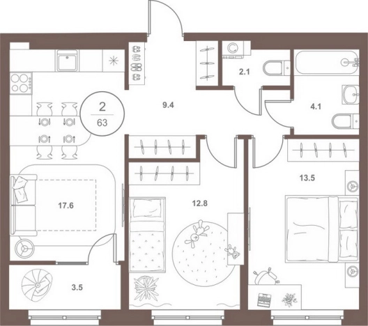 Купить двухкомнатную квартиру в новостройках в районе Октябрьский в Пензе. Вариант № 4138608, 0, площадь -  квм, цена 7536000 рублей