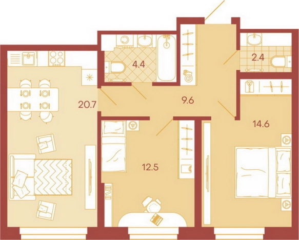 Купить трехкомнатную квартиру в новостройках в ЖК Жилой комплекс "Соседи" в Пензе. Вариант № 89238, 0, площадь -  квм, цена 5713800 рублей