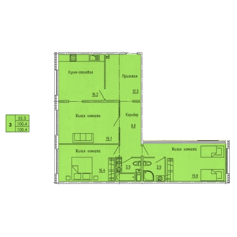 Купить трехкомнатную квартиру на вторичке в ЖК Жилой комплекс "Лугометрия" в Пензе. Вариант № 69307, 0, площадь -  квм, цена 9638400 рублей