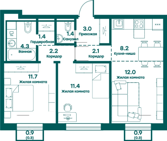 Купить трехкомнатную квартиру в ЖК Равновесие в Московской области. Вариант № 145246, 0, площадь -  квм, цена 11744978 рублей