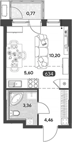 Купить Студию в Калуге. Вариант № 120505, 0, площадь -  квм, цена 3592501 рублей