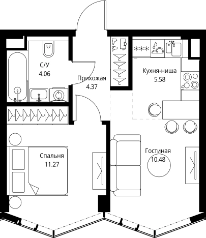 Купить квартиру в ЖК МИРА в Москве. Вариант № 162254, 0, площадь -  квм, цена 25715016 рублей