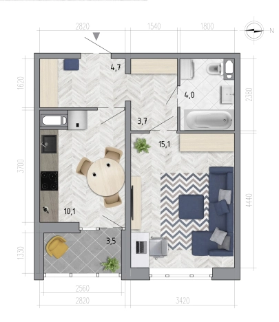 Купить квартиру в ЖК Новый микрорайон Боровое в Воронеже. Вариант № 1042775, 0, площадь -  квм, цена 4394723 рублей
