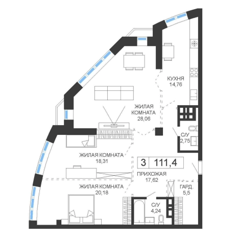 Купить трехкомнатную квартиру в Приморском крае. Вариант № 6059053, 0, площадь -  квм, цена 32863000 рублей